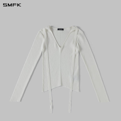 SMFK Myth Aeolus Symmetry Evening Knit Pullover Lenzing Tencel+Silk Cloud White