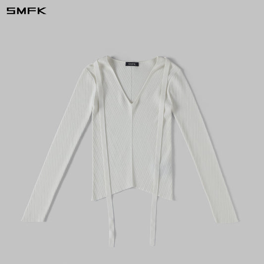 SMFK Myth Aeolus Symmetry Evening Knit Pullover Lenzing Tencel+Silk Cloud White