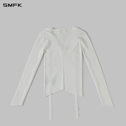 SMFK Myth Aeolus Symmetry Evening Knit Pullover Lenzing Tencel+Silk Cloud White