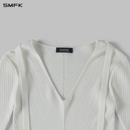 SMFK Myth Aeolus Symmetry Evening Knit Pullover Lenzing Tencel+Silk Cloud White