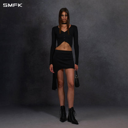 SMFK Myth Aeolus Symmetry Evening Knit Cardigan Lenzing Tencel+Silk+Cotton Wild Black