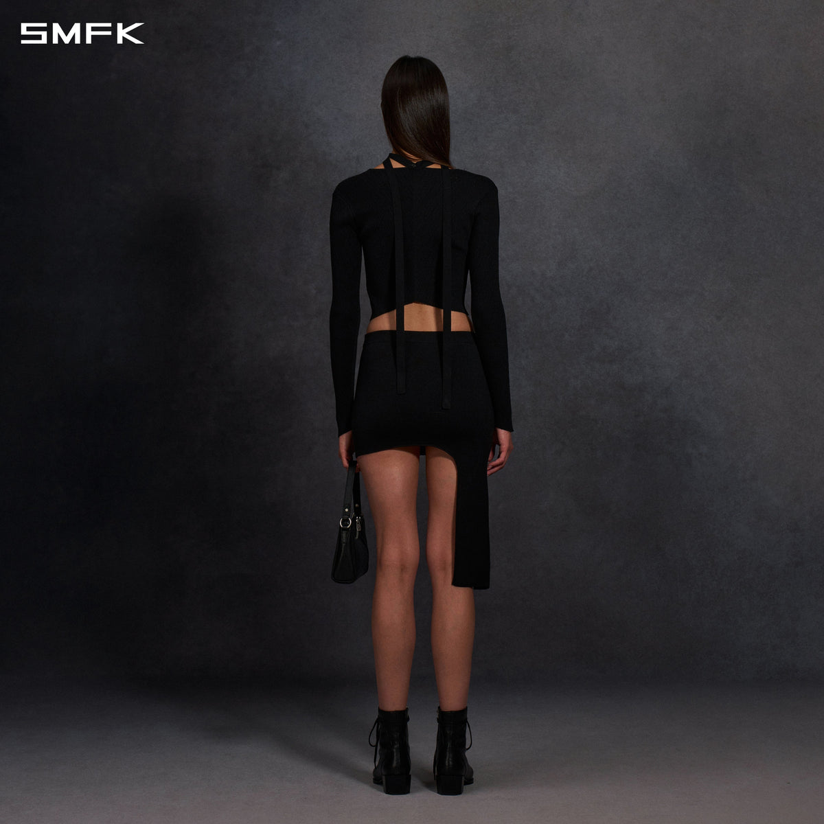 SMFK Myth Aeolus Symmetry Evening Knit Cardigan Lenzing Tencel+Silk+Cotton Wild Black