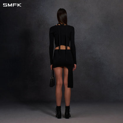 SMFK Myth Aeolus Symmetry Evening Knit Cardigan Lenzing Tencel+Silk+Cotton Wild Black