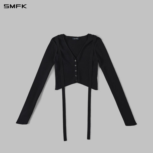 SMFK Myth Aeolus Symmetry Evening Knit Cardigan Lenzing Tencel+Silk+Cotton Wild Black