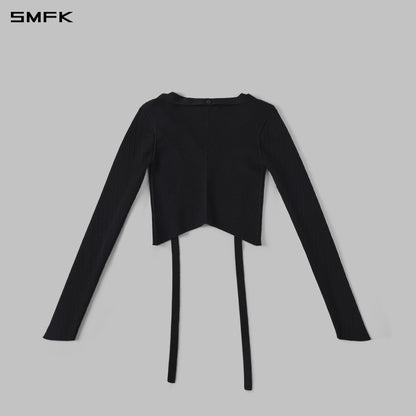 SMFK Myth Aeolus Symmetry Evening Knit Cardigan Lenzing Tencel+Silk+Cotton Wild Black