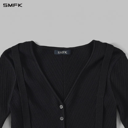 SMFK Myth Aeolus Symmetry Evening Knit Cardigan Lenzing Tencel+Silk+Cotton Wild Black
