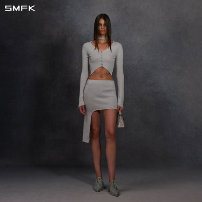 SMFK Myth Aeolus Symmetry Evening Knit Cardigan Lenzing Tencel+Silk+Cotton Glacier Grey