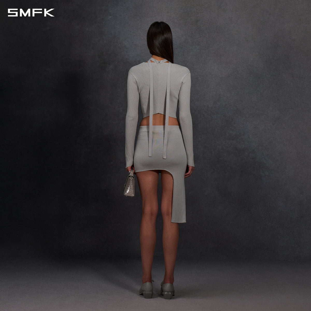 SMFK Myth Aeolus Symmetry Evening Knit Cardigan Lenzing Tencel+Silk+Cotton Glacier Grey