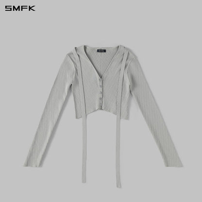 SMFK Myth Aeolus Symmetry Evening Knit Cardigan Lenzing Tencel+Silk+Cotton Glacier Grey