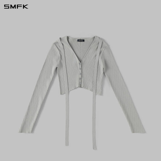 SMFK Myth Aeolus Symmetry Evening Knit Cardigan Lenzing Tencel+Silk+Cotton Glacier Grey