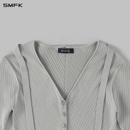 SMFK Myth Aeolus Symmetry Evening Knit Cardigan Lenzing Tencel+Silk+Cotton Glacier Grey
