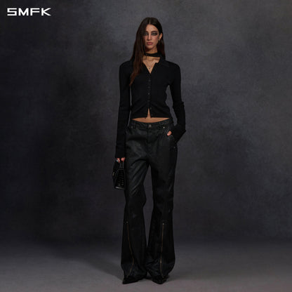 SMFK Myth Siren Evening Slim Knit Shirt Lenzing Tencel+Silk+Cotton Wild Black