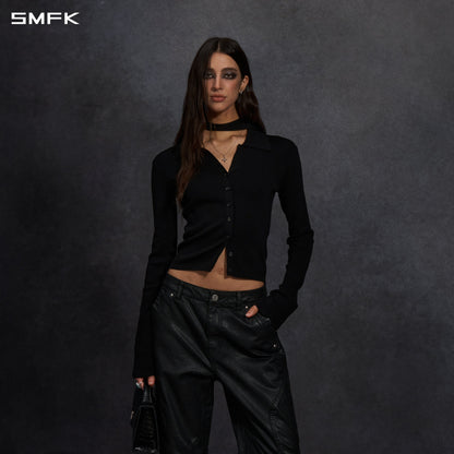SMFK Myth Siren Evening Slim Knit Shirt Lenzing Tencel+Silk+Cotton Wild Black