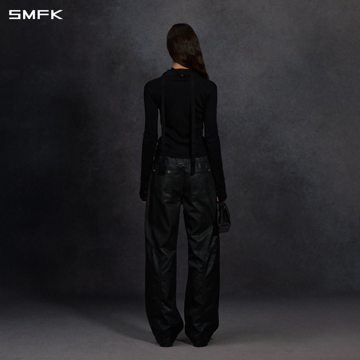 SMFK Myth Siren Evening Slim Knit Shirt Lenzing Tencel+Silk+Cotton Wild Black