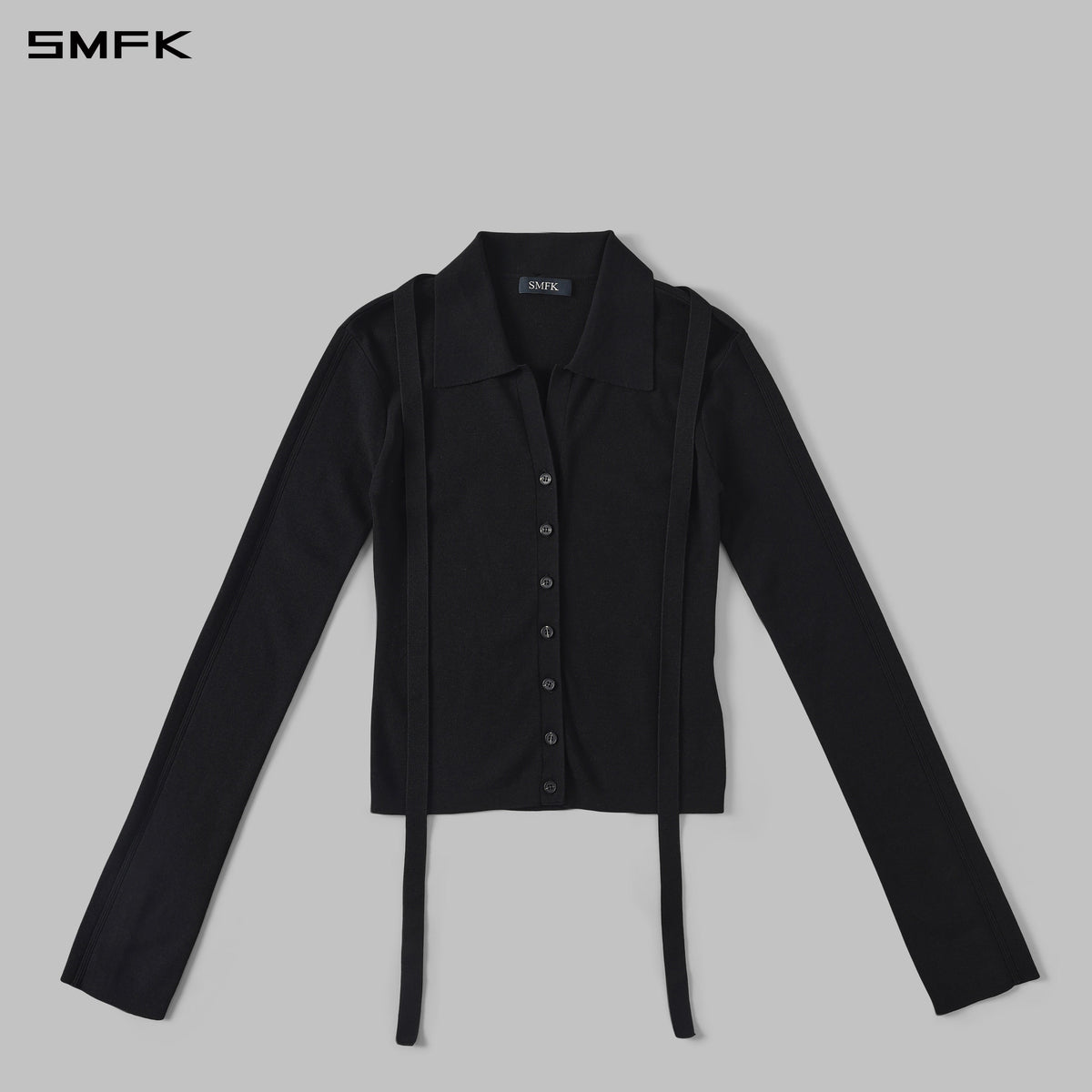 SMFK Myth Siren Evening Slim Knit Shirt Lenzing Tencel+Silk+Cotton Wild Black
