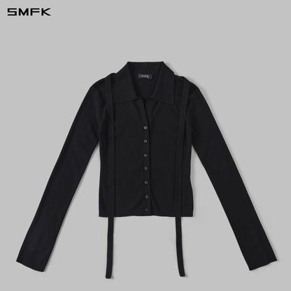 SMFK Myth Siren Evening Slim Knit Shirt Lenzing Tencel+Silk+Cotton Wild Black