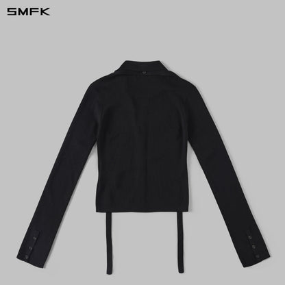 SMFK Myth Siren Evening Slim Knit Shirt Lenzing Tencel+Silk+Cotton Wild Black