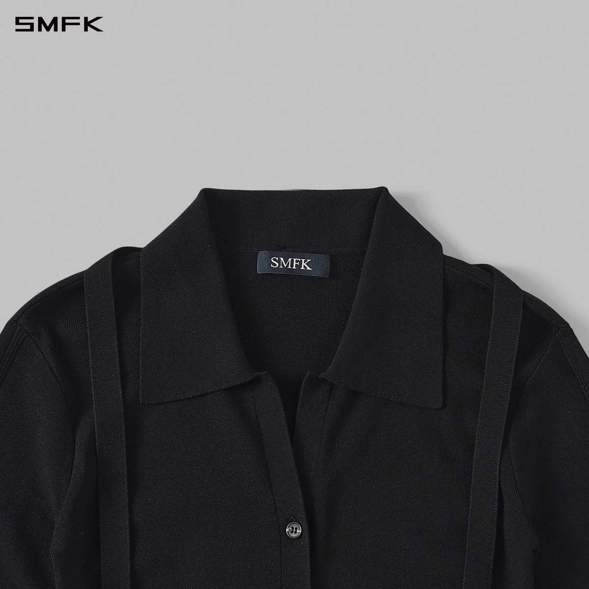 SMFK Myth Siren Evening Slim Knit Shirt Lenzing Tencel+Silk+Cotton Wild Black