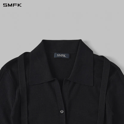 SMFK Myth Siren Evening Slim Knit Shirt Lenzing Tencel+Silk+Cotton Wild Black