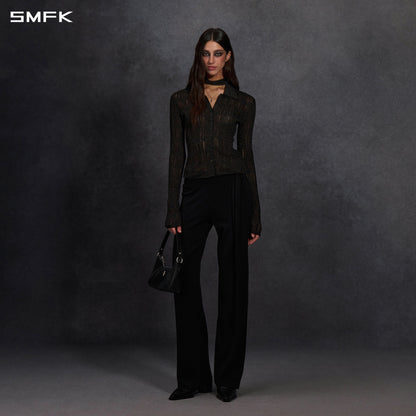 SMFK Myth Siren Aurora Evening Slim Knit Shirt Metallic Yarn Aurora Black