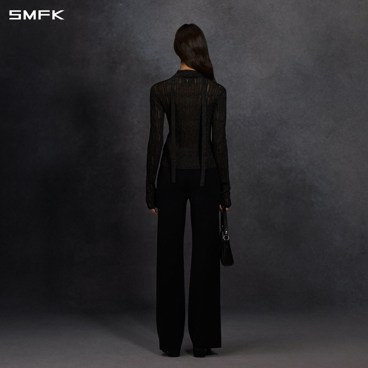 SMFK Myth Siren Aurora Evening Slim Knit Shirt Metallic Yarn Aurora Black