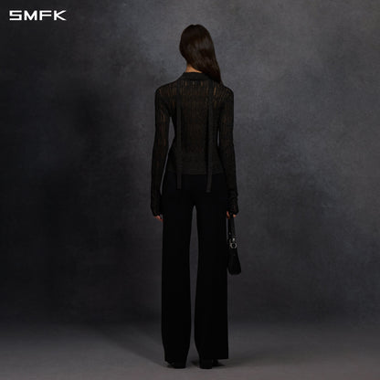 SMFK Myth Siren Aurora Evening Slim Knit Shirt Metallic Yarn Aurora Black