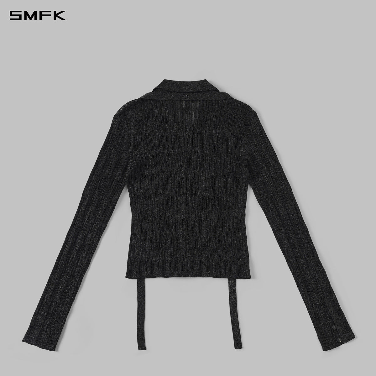 SMFK Myth Siren Aurora Evening Slim Knit Shirt Metallic Yarn Aurora Black