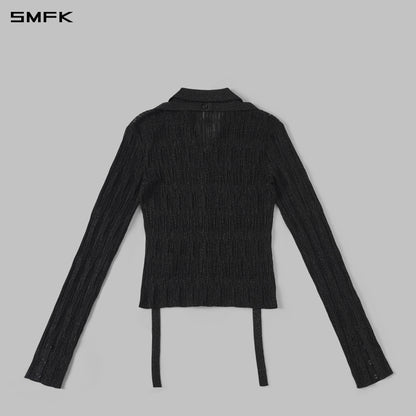 SMFK Myth Siren Aurora Evening Slim Knit Shirt Metallic Yarn Aurora Black