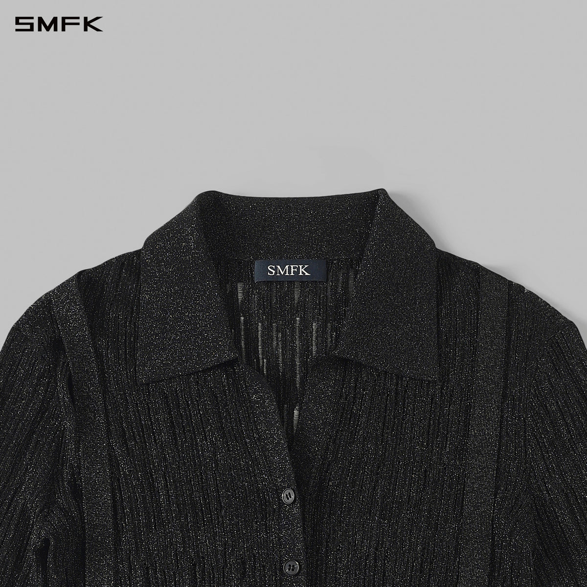 SMFK Myth Siren Aurora Evening Slim Knit Shirt Metallic Yarn Aurora Black