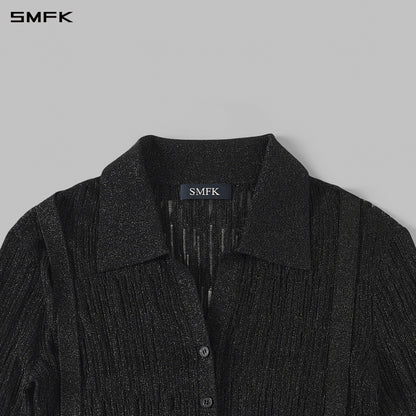 SMFK Myth Siren Aurora Evening Slim Knit Shirt Metallic Yarn Aurora Black