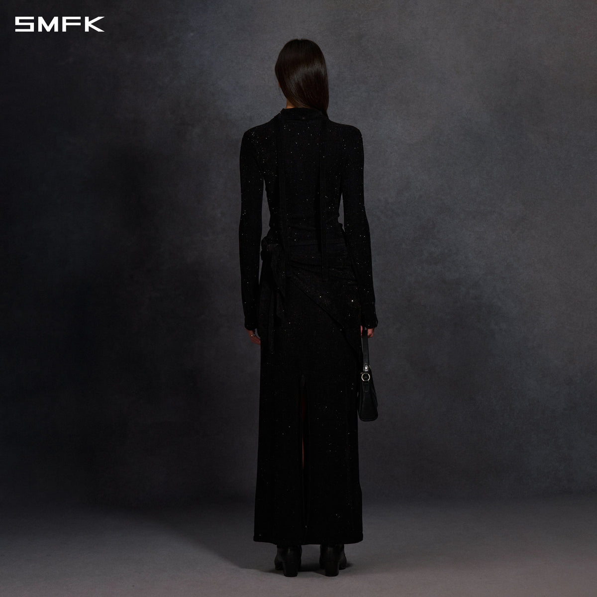 SMFK Myth Siren Galaxy Evening Slim Knit Shirt Starry Velvet Galaxy Black