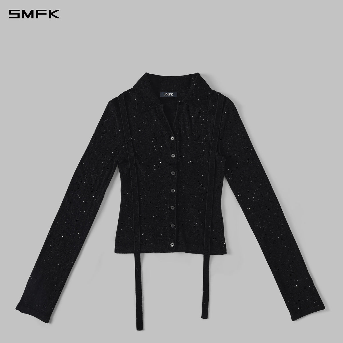 SMFK Myth Siren Galaxy Evening Slim Knit Shirt Starry Velvet Galaxy Black