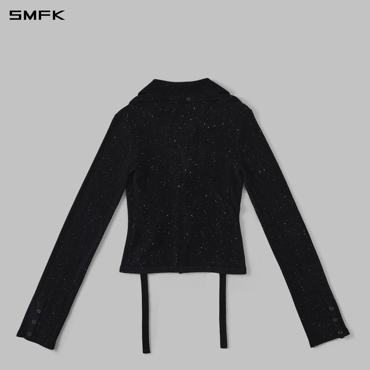 SMFK Myth Siren Galaxy Evening Slim Knit Shirt Starry Velvet Galaxy Black