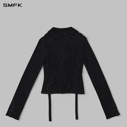 SMFK Myth Siren Galaxy Evening Slim Knit Shirt Starry Velvet Galaxy Black
