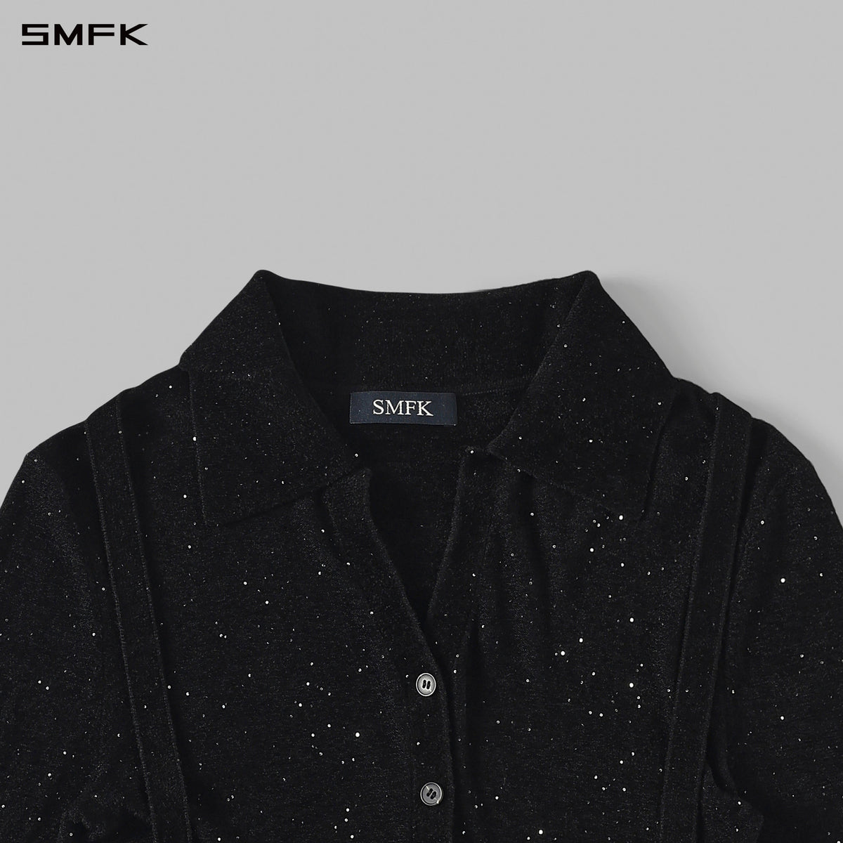 SMFK Myth Siren Galaxy Evening Slim Knit Shirt Starry Velvet Galaxy Black
