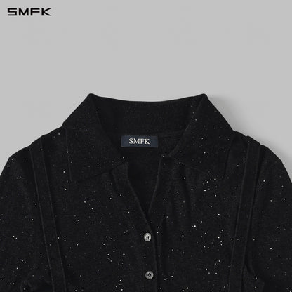 SMFK Myth Siren Galaxy Evening Slim Knit Shirt Starry Velvet Galaxy Black