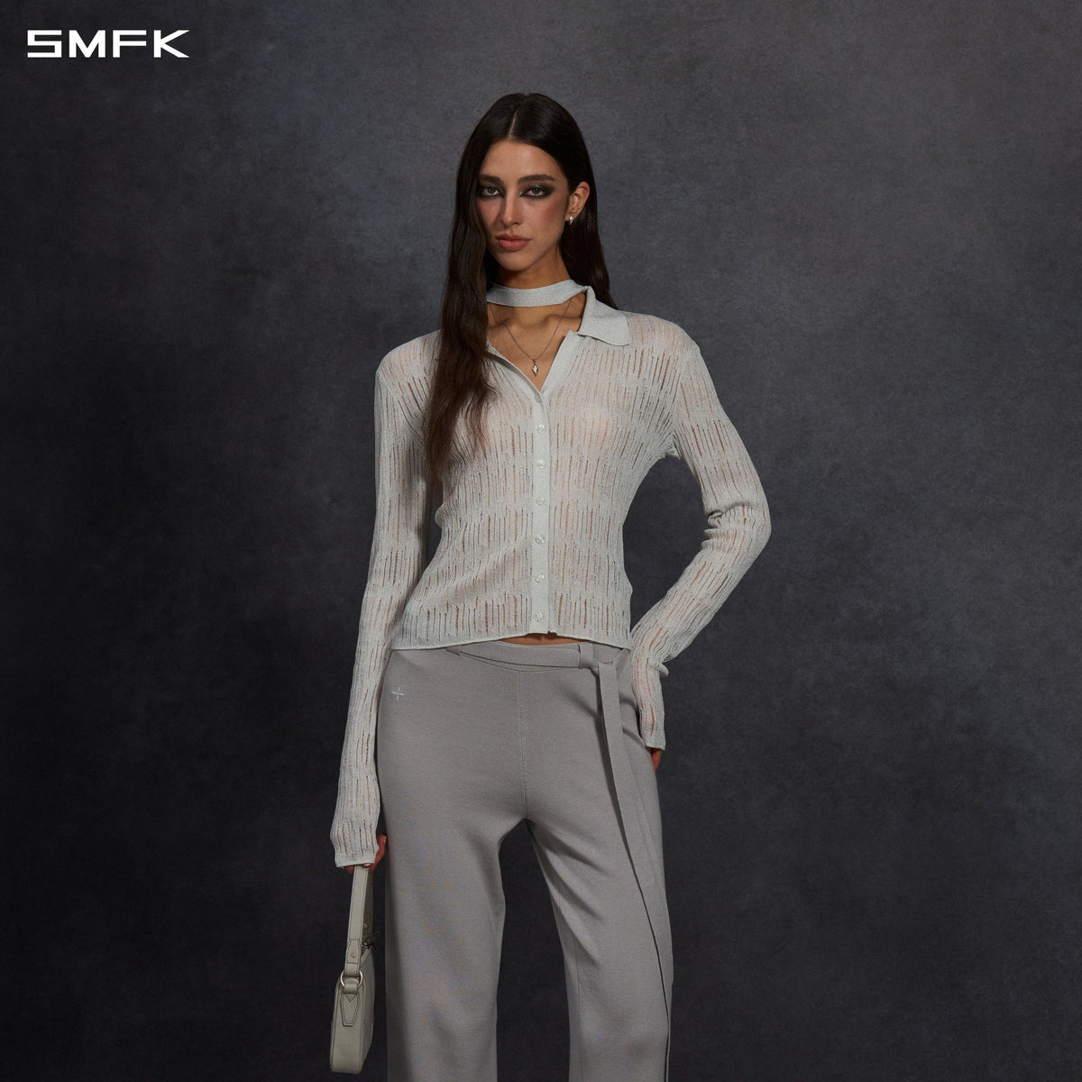 SMFK Myth Siren Aurora Evening Slim Knit Shirt Metallic Yarn Aurora Sliver