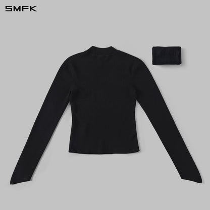 SMFK Myth Siren Aurora Evening Stylist Slim Knit Shirt Lenzing Tencel+Silk+Cotton Wild Black