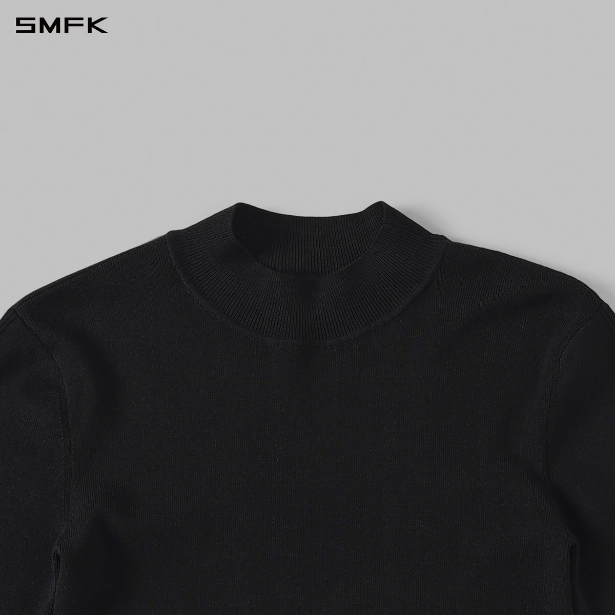 SMFK Myth Siren Aurora Evening Stylist Slim Knit Shirt Lenzing Tencel+Silk+Cotton Wild Black
