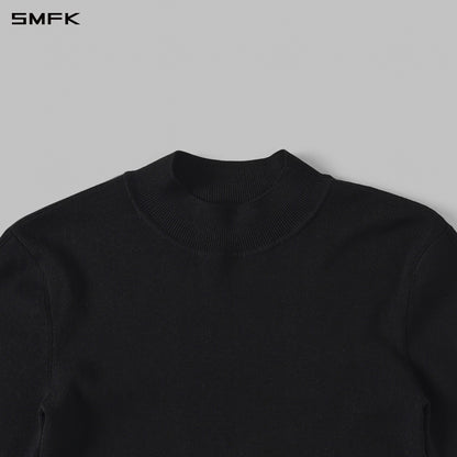 SMFK Myth Siren Aurora Evening Stylist Slim Knit Shirt Lenzing Tencel+Silk+Cotton Wild Black