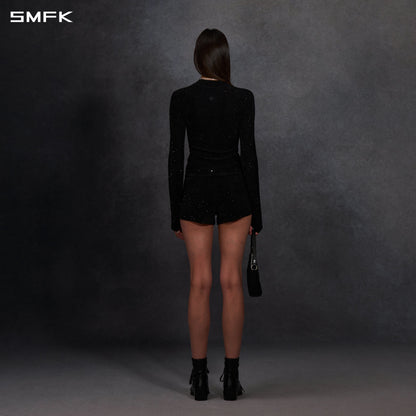SMFK Myth Siren Galaxy Stylist Slim Knit Pullover Starry Velvet Galaxy Black