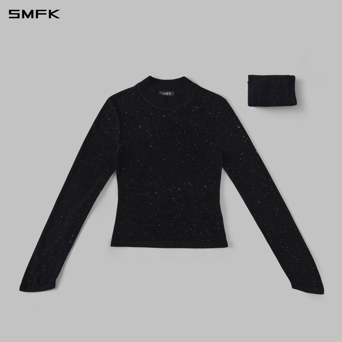 SMFK Myth Siren Galaxy Stylist Slim Knit Pullover Starry Velvet Galaxy Black