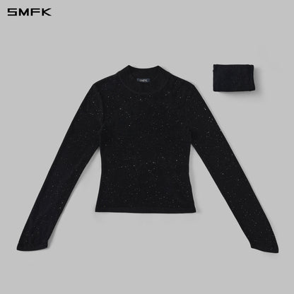 SMFK Myth Siren Galaxy Stylist Slim Knit Pullover Starry Velvet Galaxy Black