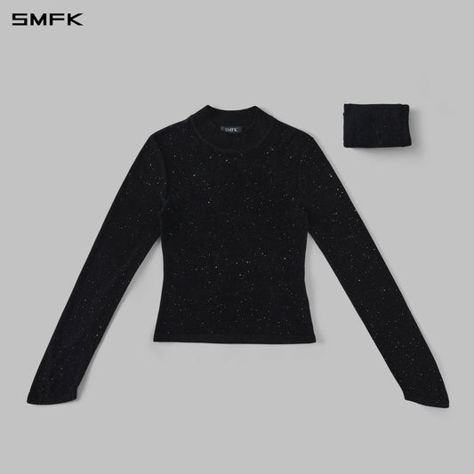 SMFK Myth Siren Galaxy Stylist Slim Knit Pullover Starry Velvet Galaxy Black