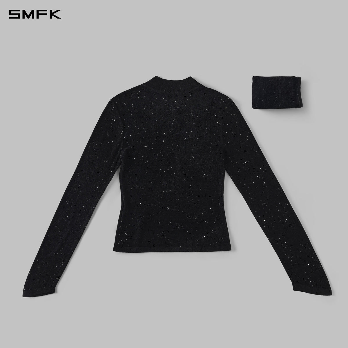 SMFK Myth Siren Galaxy Stylist Slim Knit Pullover Starry Velvet Galaxy Black