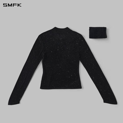 SMFK Myth Siren Galaxy Stylist Slim Knit Pullover Starry Velvet Galaxy Black