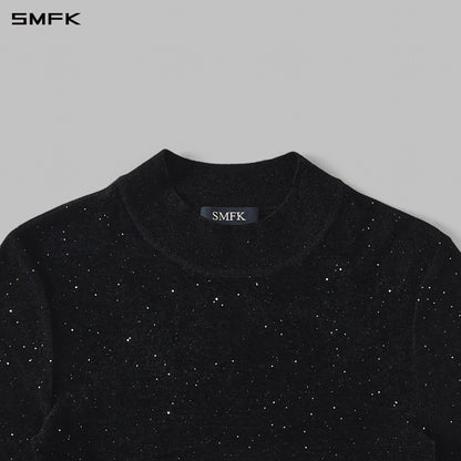SMFK Myth Siren Galaxy Stylist Slim Knit Pullover Starry Velvet Galaxy Black