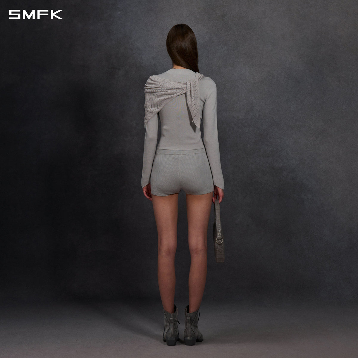 SMFK Myth Siren Aurora Evening Stylist Slim Knit Shirt Lenzing Tencel+Silk+Cotton Glacier Grey
