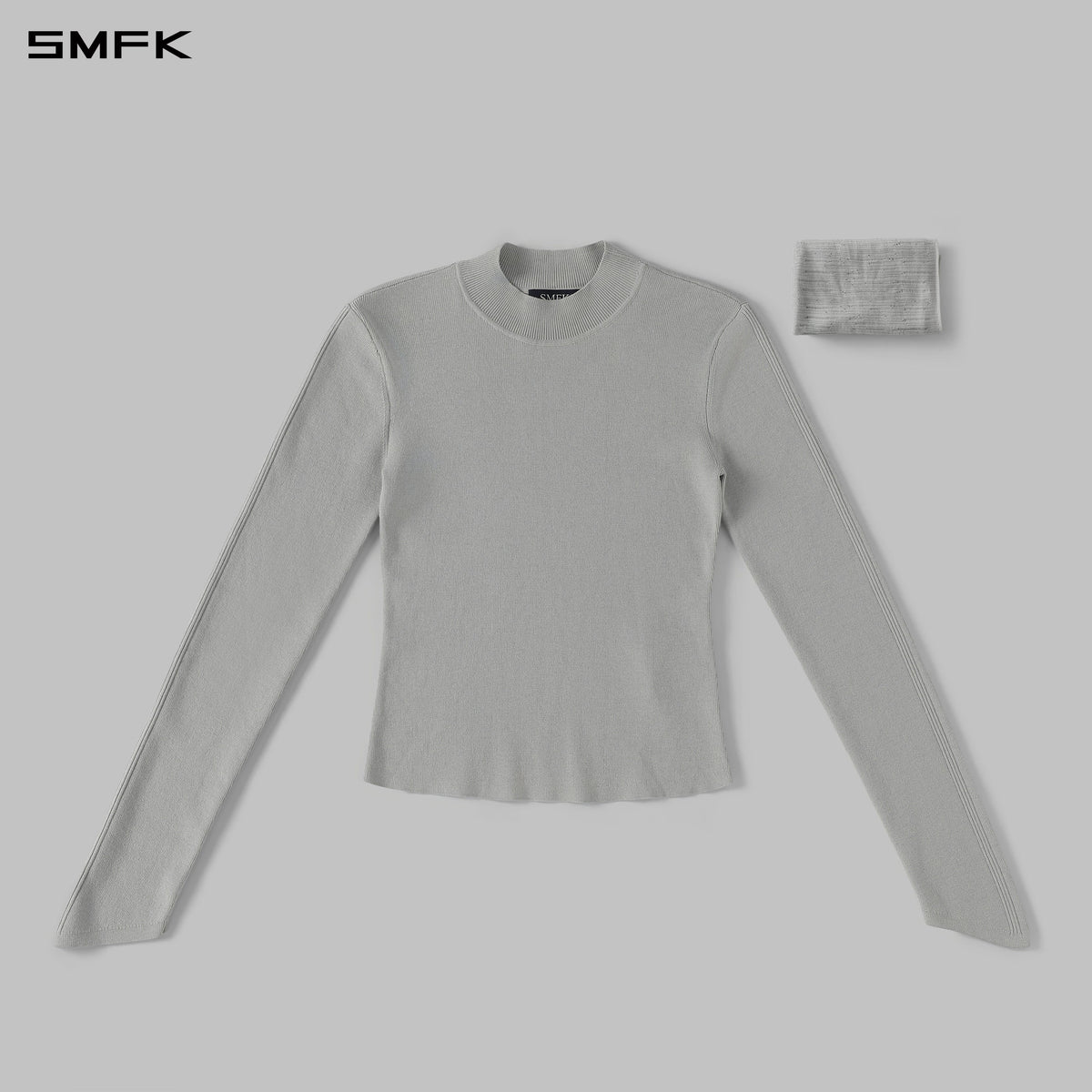 SMFK Myth Siren Aurora Evening Stylist Slim Knit Shirt Lenzing Tencel+Silk+Cotton Glacier Grey