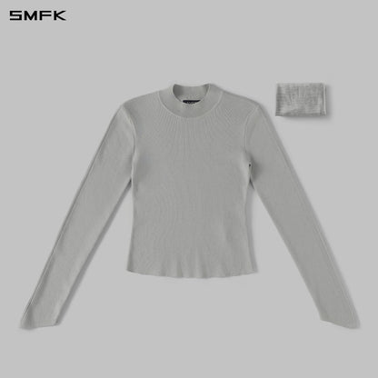 SMFK Myth Siren Aurora Evening Stylist Slim Knit Shirt Lenzing Tencel+Silk+Cotton Glacier Grey